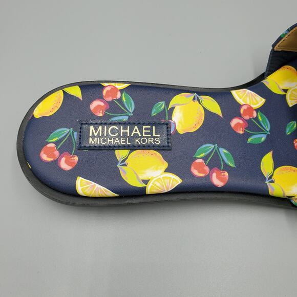 NIB Michael Kors Deanna Sequined Fruit Print Slide Sandal Navy Multi Size 7M - Picture 7 of 16